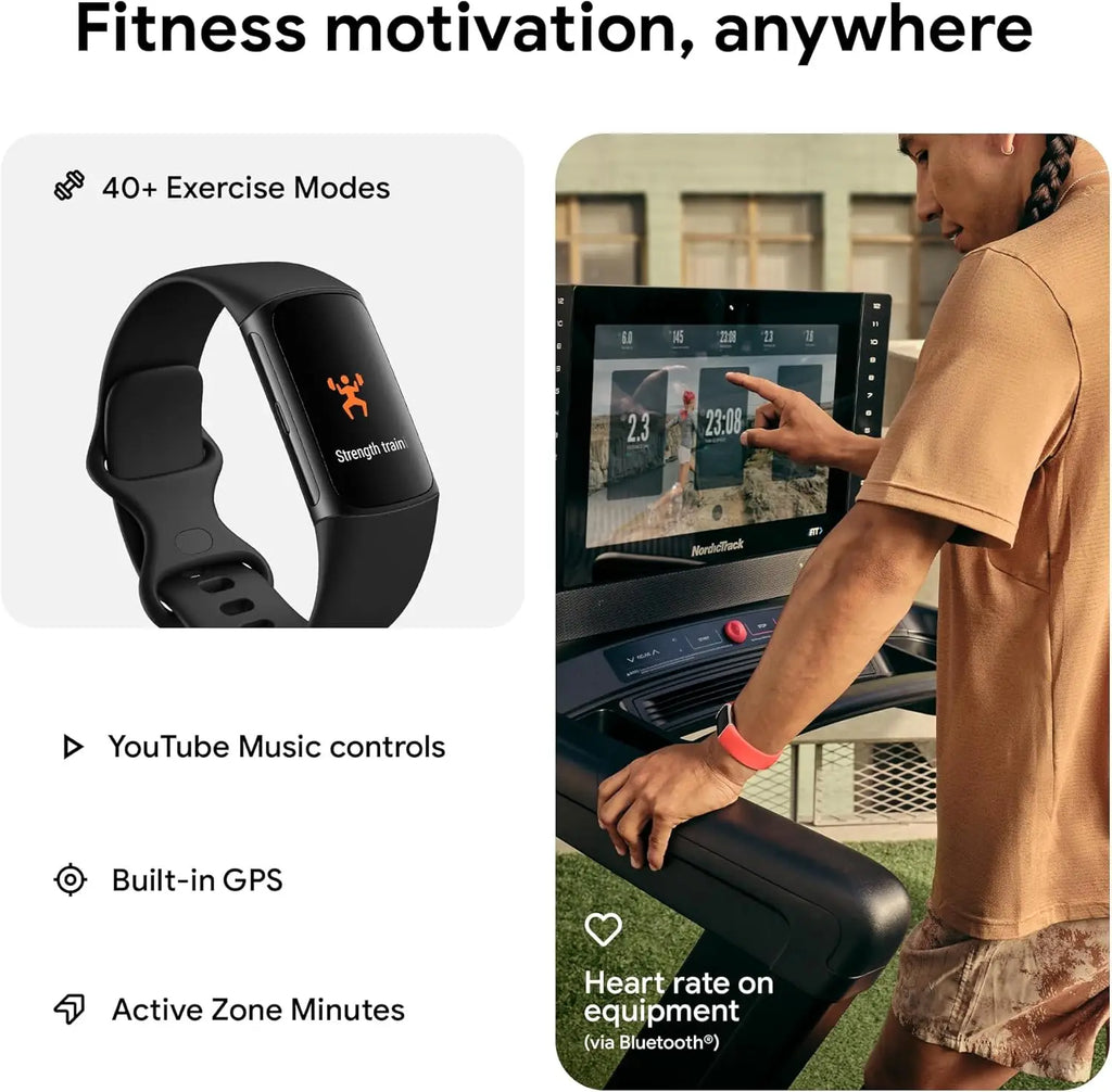 Fitbit Charge 6 Smart Fitness Tracker with ECG,Heart Rate,SpO2,GPS,Sleep Stress Monitor, Waterproof Watch for Running & Swimming