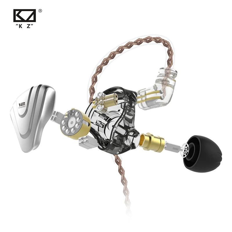KZ ZSX Terminator Metal In Ear Earphones 12 Units Hybrid 5BA+1DD HIFI Bass Earbuds Headphones Noise Cancelling Headset Monitor
