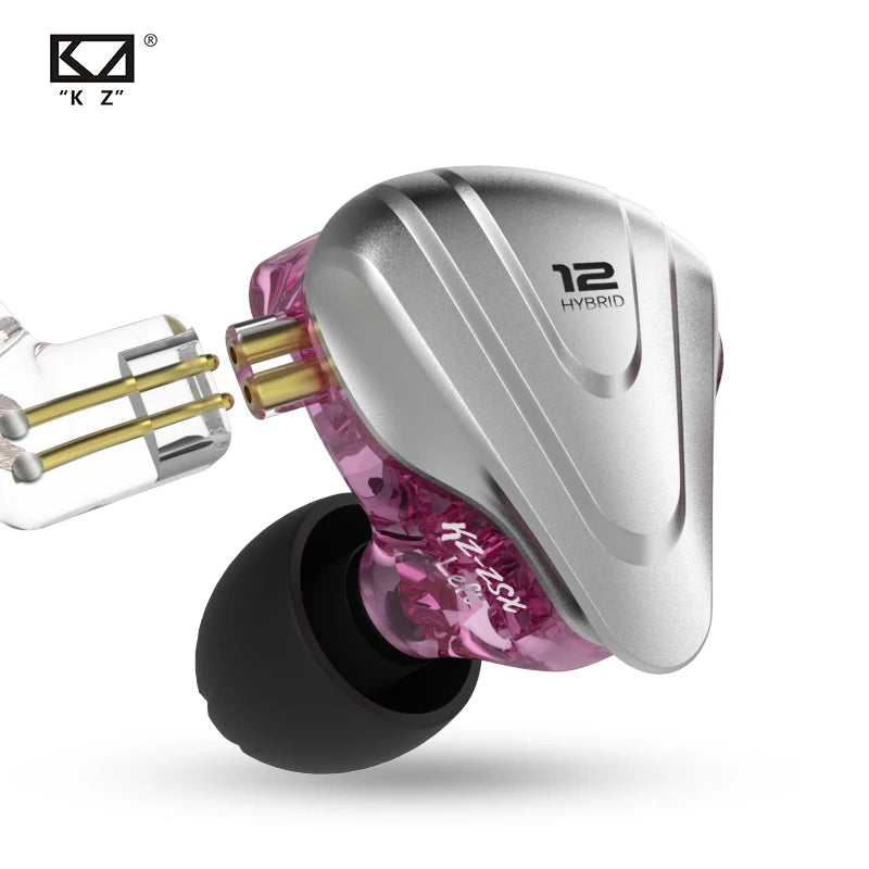 KZ ZSX Terminator Metal In Ear Earphones 12 Units Hybrid 5BA+1DD HIFI Bass Earbuds Headphones Noise Cancelling Headset Monitor