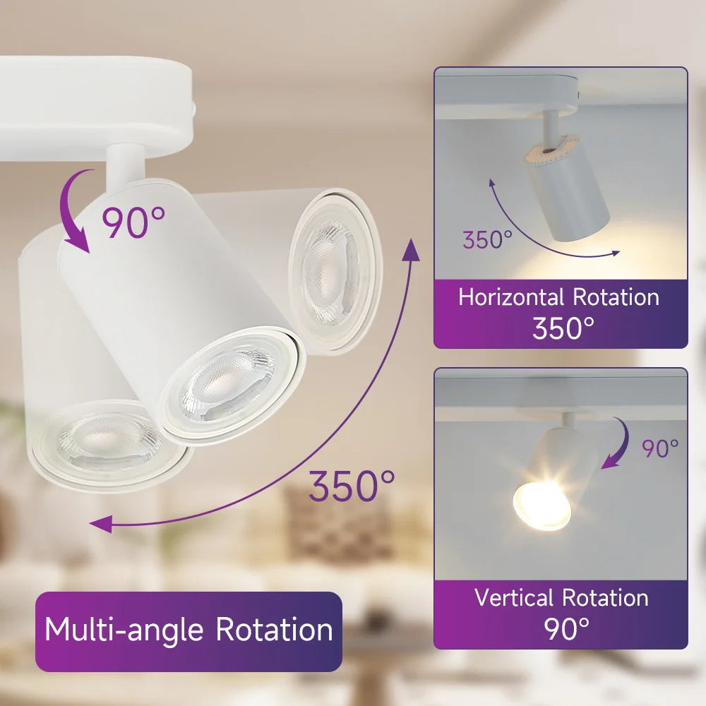 Rotating Ceiling Spotlight GU10 White Ceiling Lamp Room Decoration Lights Led Lustre Chandelier for Living Room Kitchen Corridor