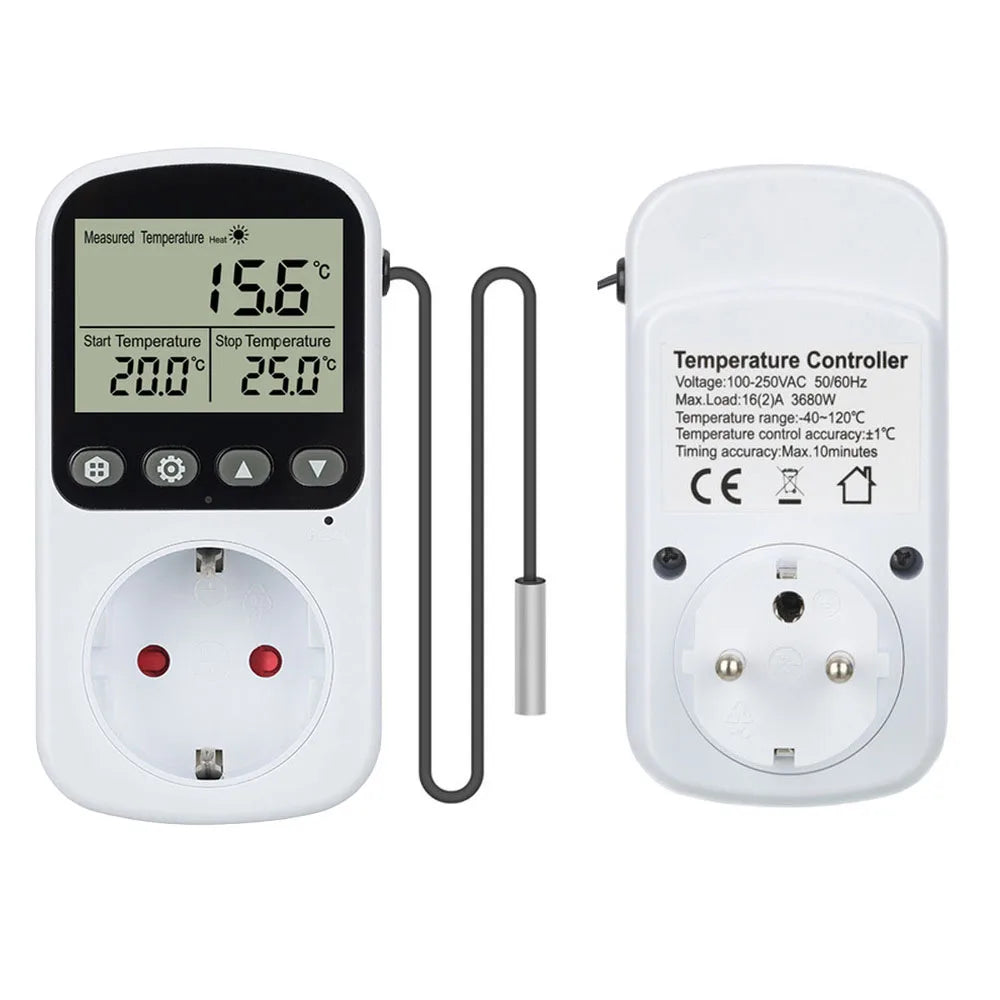 EU Plug Digital Thermostat Socket Temperature Controller (Heating/Cooling Timer Switch)
