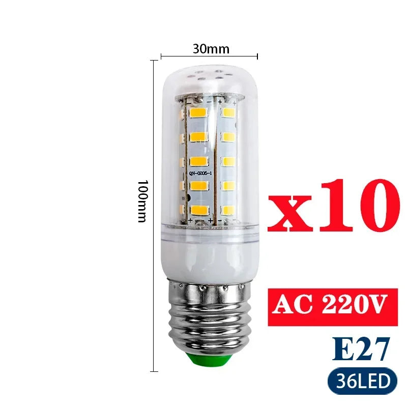 10PCS E27/E14 LED Corn Bulbs 220V – High Brightness SMD 5730 Home Lighting Lamps
