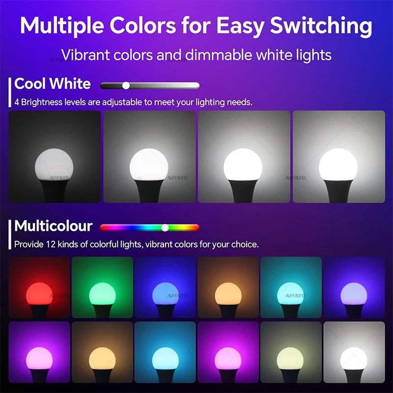 PRE Flashed TASMOTA WIFI Smart Colour Change LED Bulb Lamp 10W E27 ESP8285 Works With Home Assistant 110V 220V
