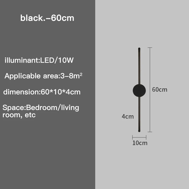Modern Black LED Wall Lamp – I-Shaped Bedroom & Corridor Interior Lighting Fixture