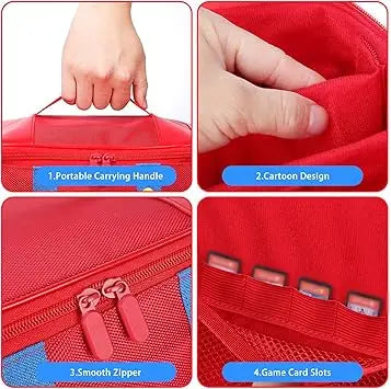 Suitable for Switch 2 full set storage red/blue travel storage bag, OLED game console super large capacity storage bag