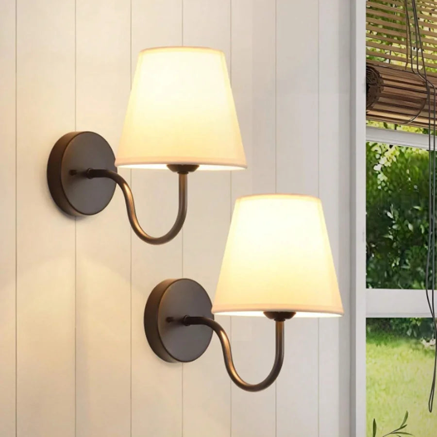Nordic Fabric Lampshade Wall Lamps House Corridor Hallway Wall Sconce Lamp Living Room Bedroom Wall Lights Bedside Wall Lamp E27