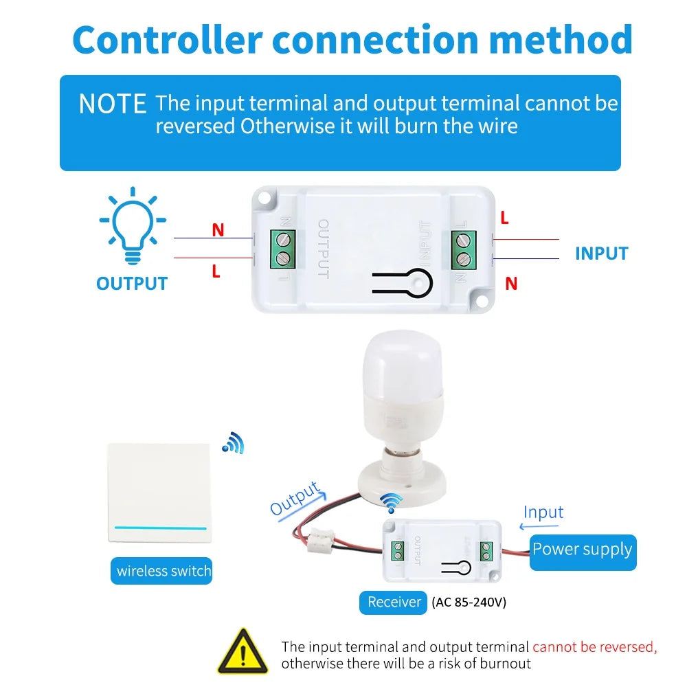 Remote 86 smart remote control switch AC110v 220v 10A relay LED lamp switch household RF433Mhz 1/2/3 gang wireless switch