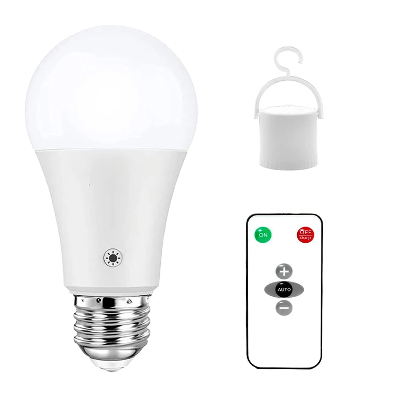 Rechargeable E26 LED Bulb with Remote & Touch Dimming for Bedroom & Outdoor Use