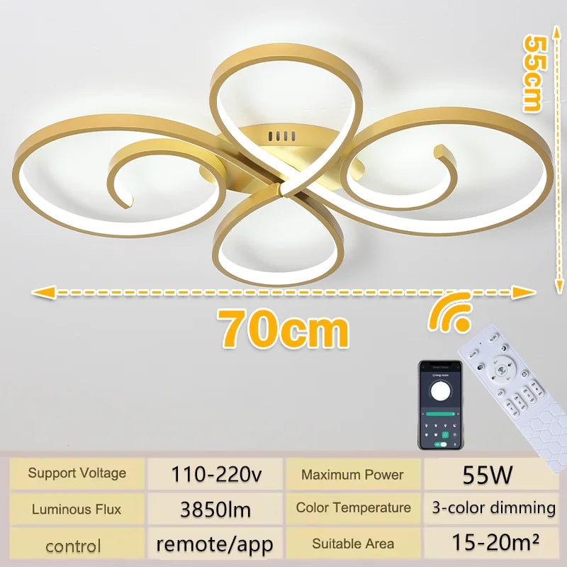 Remote Dimmable LED Ceiling Light 110–220V (3-Color Modern Lamp for Living & Bedroom)