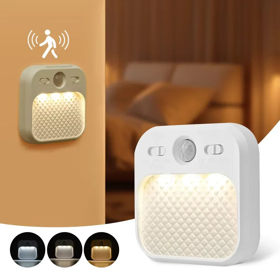 1-4 Pack Motion Sensor LED Night Light Rechargeable Cabinet Light For Bedroom Stairs Hallway Kitchen Closet Lights Wardrobe Lamp
