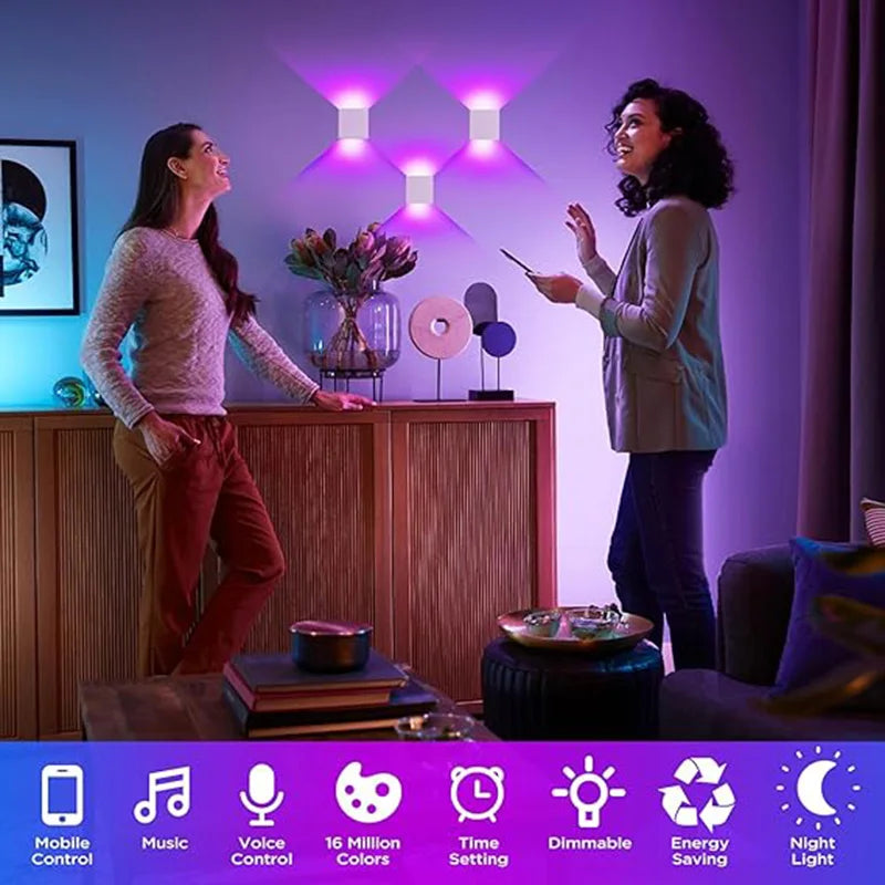 Smart Cube  Wall Light, Adjust Angle Up and Down Light, 16M+ Color Dimmable Music Sync, Work with Alexa & Google Assistant