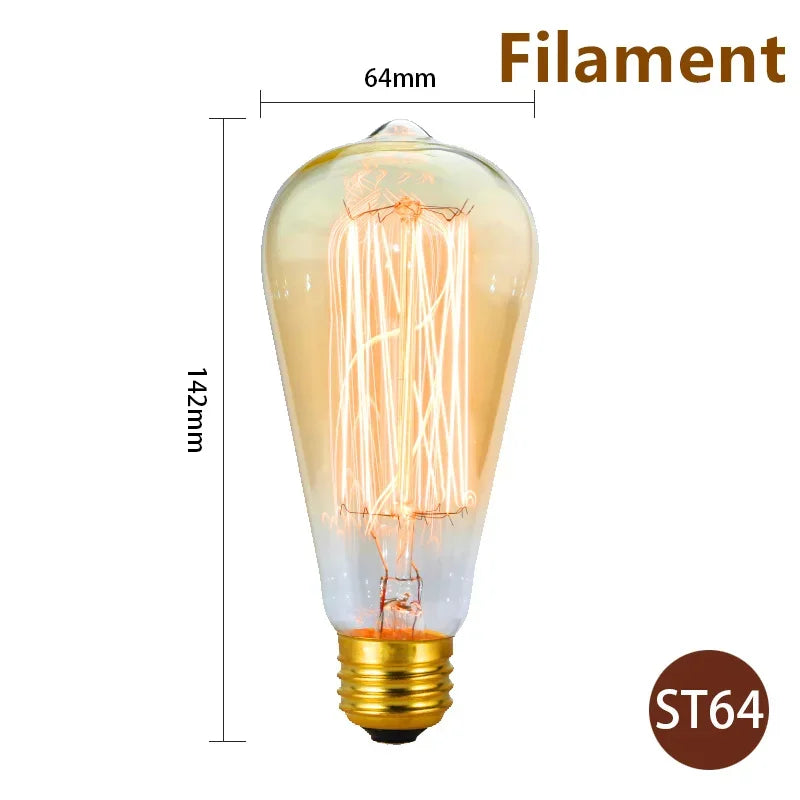 1–4PCS Vintage Edison Bulb E27 220V 40W ST64/G80/G95 Retro Filament Lamp