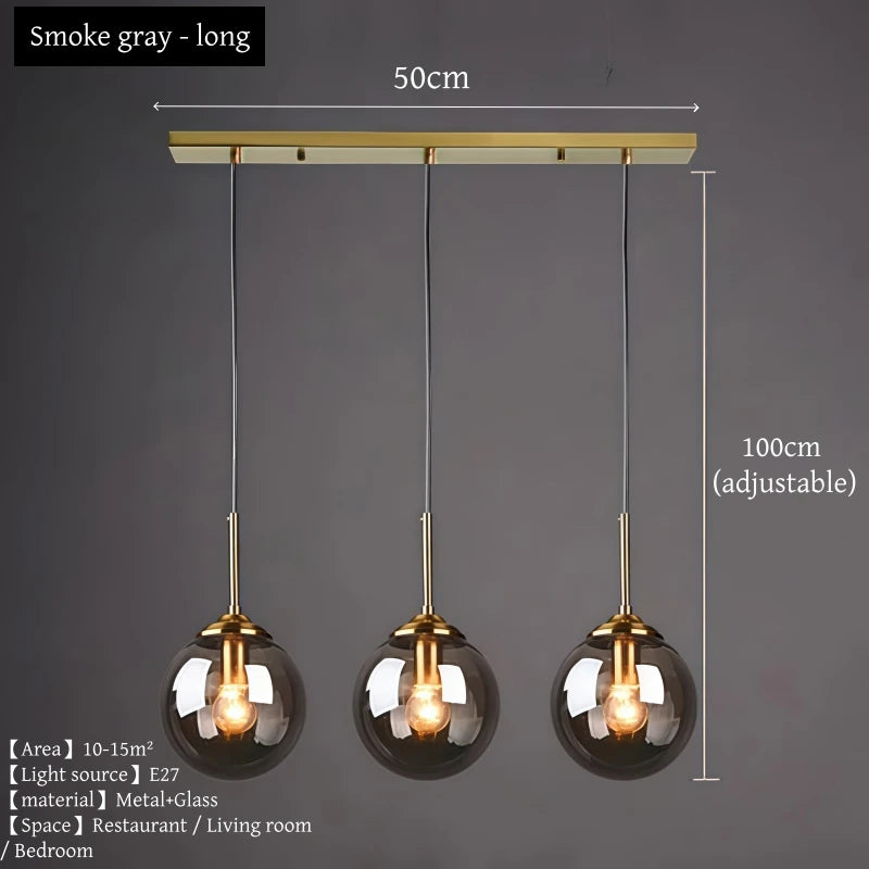 Modern Nordic LED Glass Pendant Chandelier – Luxury Metal Hanging Lamp for Living & Dining Room