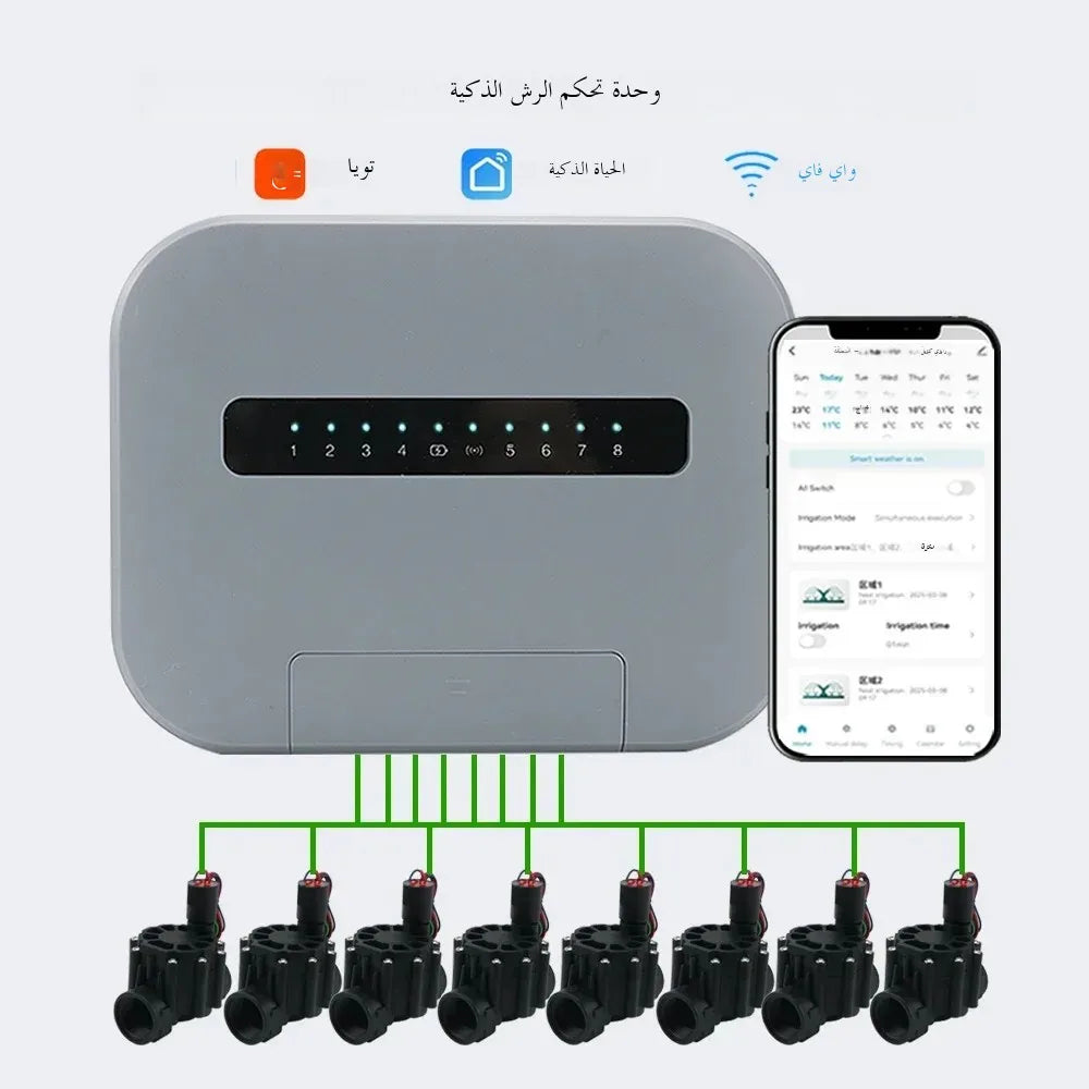 WiFi Tuya Smart Sprinkler System 6 Zone Or 8 Station Garden Irrigation Controller Water Valve Timer for Automatic Watering