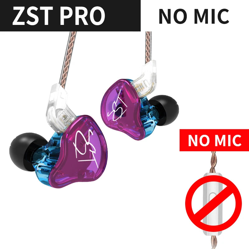 KZ ZST: Wired Hi-Fi IEMs with detachable cables and noise isolation.