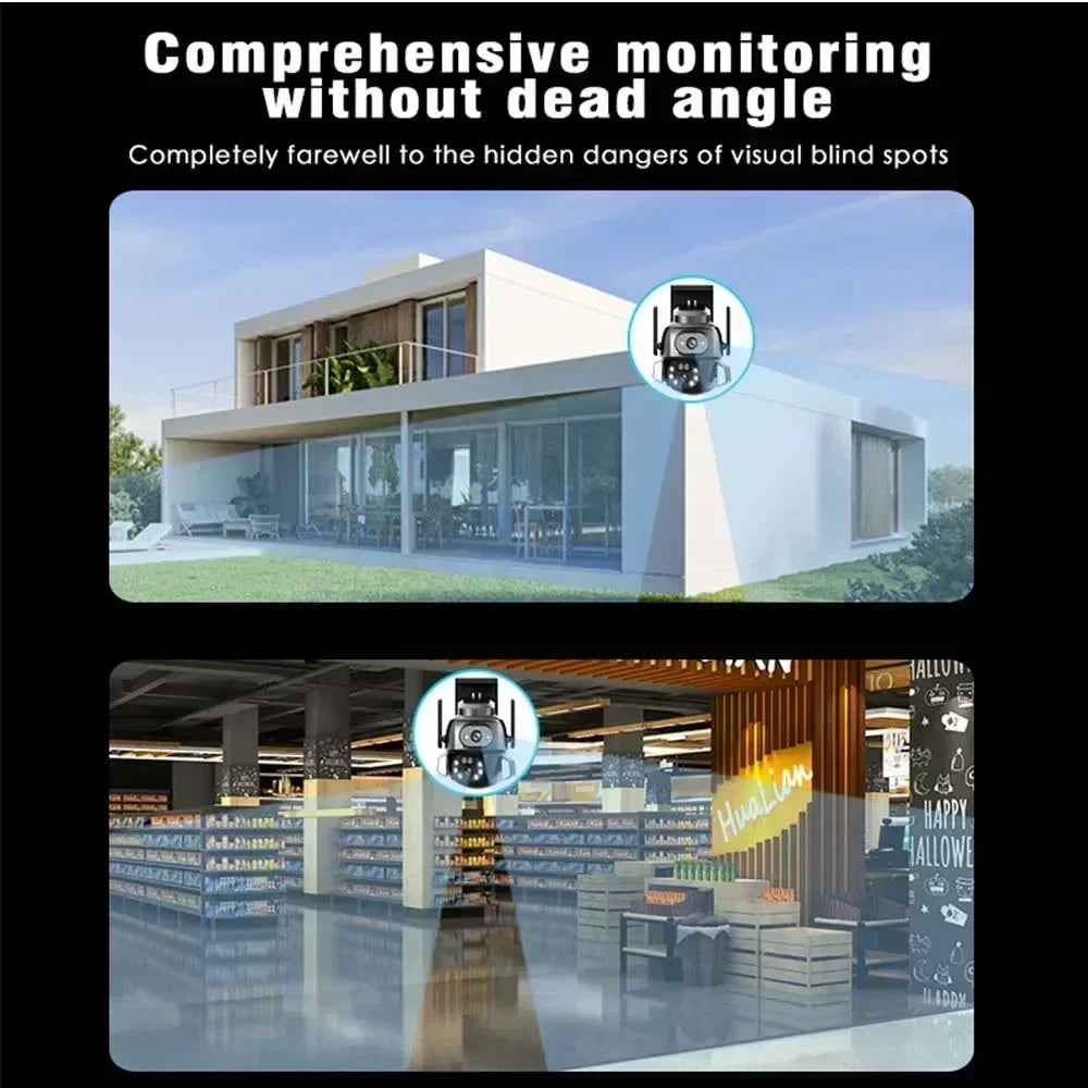 4K 8MP WIFI Camera TUYA APP Dual Screen Cam Binocular AI Body Automatic Tracking CCTV Security Intelligent IP66 Monitoring