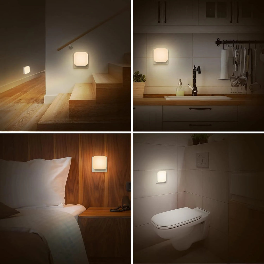Dimmable Night Light With Auto On/Off Sensor Plug In Warm Light Energy Saving Slim Design Bedrooms, Bathroom, Stairs, Hallways