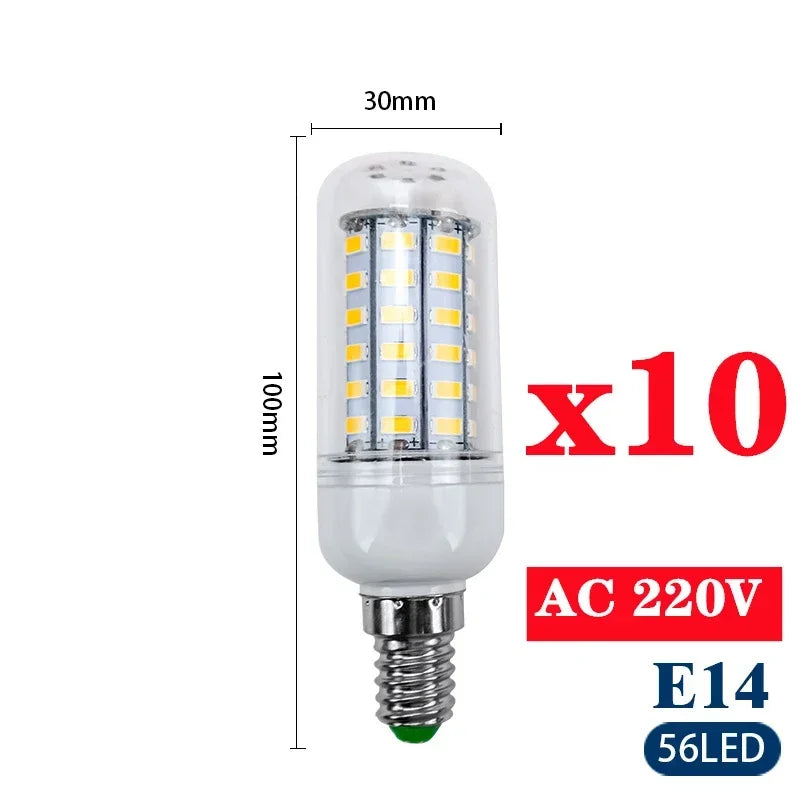 10pcs/lot E27 LED Bulb Lamps E14 Corn Light  24 36 48 56 69 72leds High Brightness Lampada 220V SMD 5730 Bombillas Home Lighting