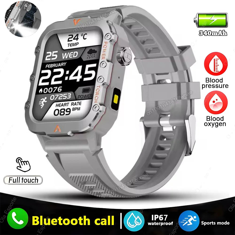 2025 Rugged Military Smartwatch: Outdoor-grade, waterproof, and Bluetooth-enabled