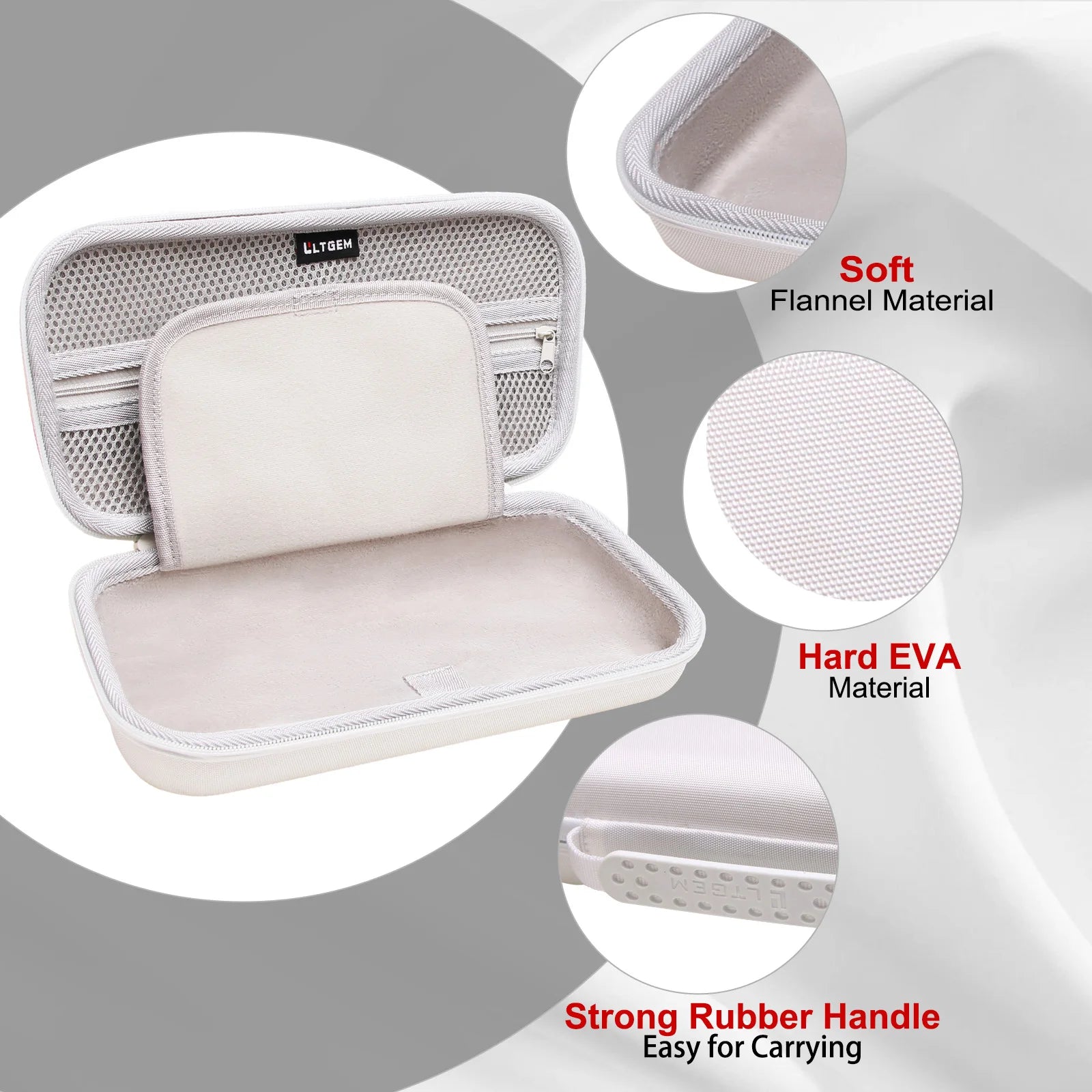 LTGEM Eva Hard Case for Logitech G Cloud Handheld Gaming Console Carrying Storage Bag-White (only case!!!)