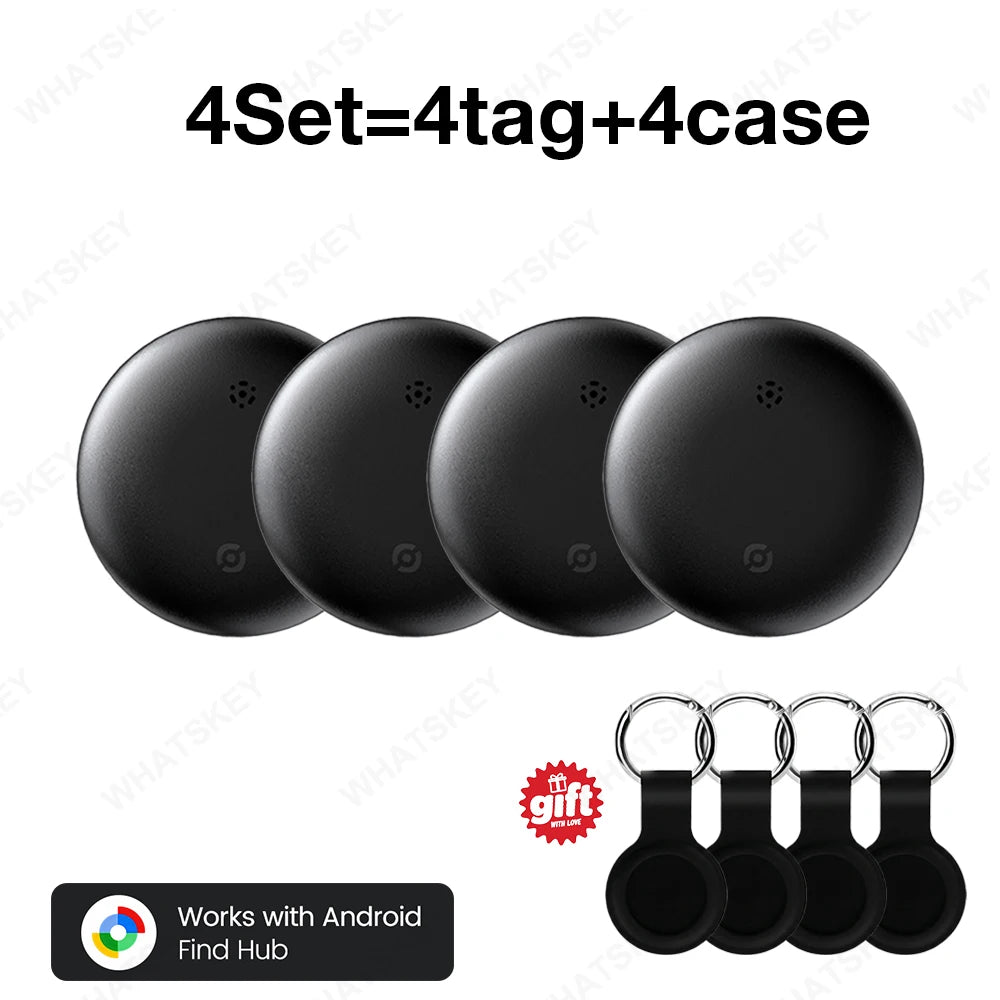 1-4Pcs Smart Anti-lost Tag Compatible with Google Find Hub Waterproof GPS Tracker Tag with Silicone Case for Keys Luggage Wallet