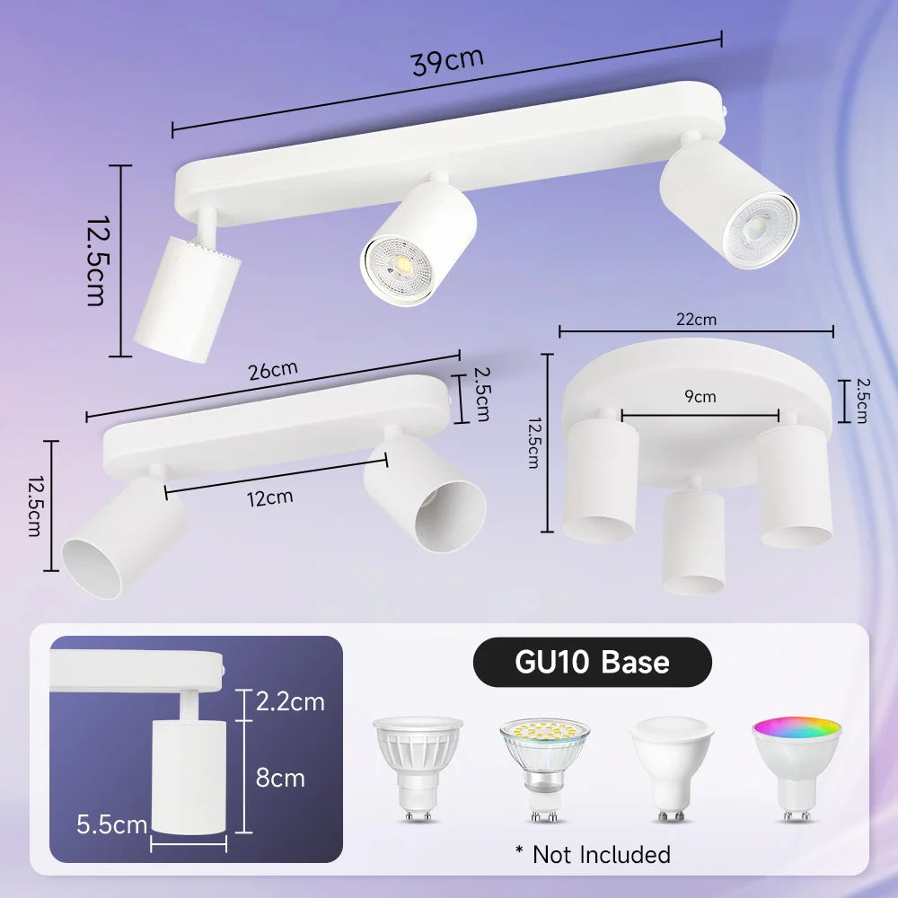 Rotating Ceiling Spotlight GU10 White Ceiling Lamp Room Decoration Lights Led Lustre Chandelier for Living Room Kitchen Corridor