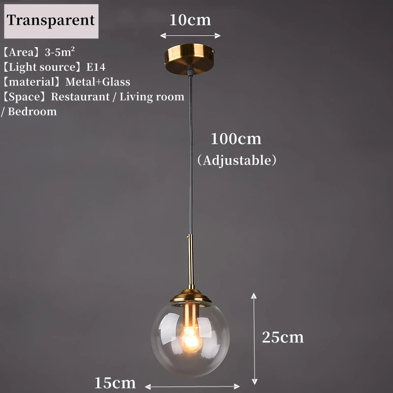 Modern Nordic LED Glass Pendant Chandelier – Luxury Metal Hanging Lamp for Living & Dining Room