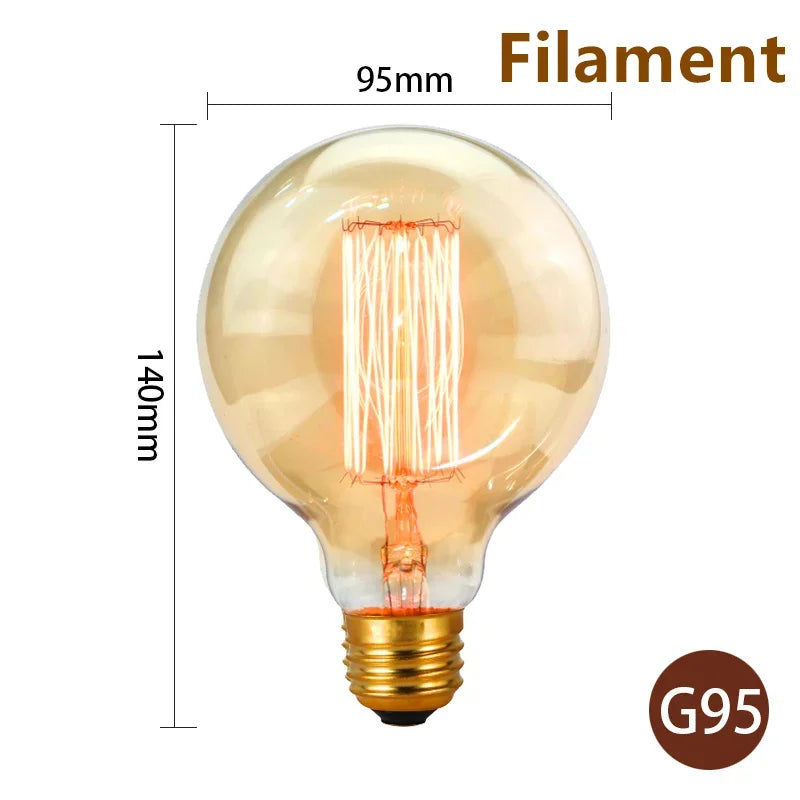1–4PCS Vintage Edison Bulb E27 220V 40W ST64/G80/G95 Retro Filament Lamp