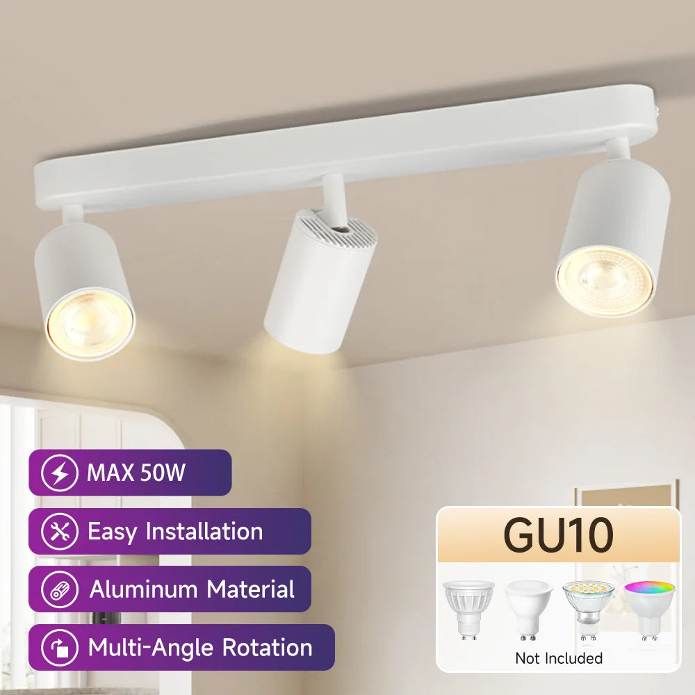 Rotating Ceiling Spotlight GU10 White Ceiling Lamp Room Decoration Lights Led Lustre Chandelier for Living Room Kitchen Corridor