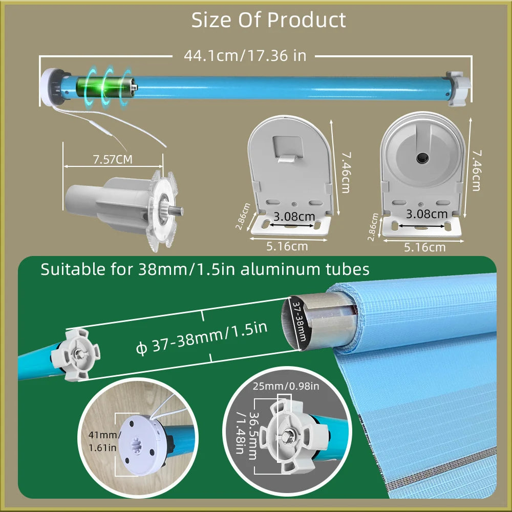 Tuya Zigbee Battery Smart Curtain Shutter Roller Blind Automatic Motor For 37mm 38mm Tube Alexa Alice Google Home Voice Control