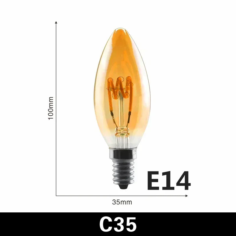 1-10PCS Vintage LED Spiral Filament Bulb E14/E27 4W Warm White Edison Lamp 220V