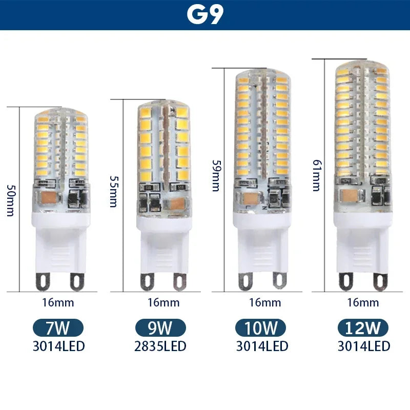 10pcs/lot G4 G9 LED Lamp 3W 5W 7W 9W 10W 12W Corn Bulb AC 220V SMD 2835 3014 Lampada Led Light 360 Degrees Replace Halogen Lamps