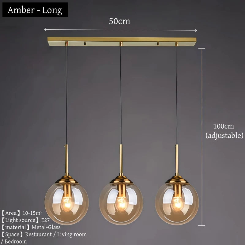 Modern Nordic LED Glass Pendant Chandelier – Luxury Metal Hanging Lamp for Living & Dining Room