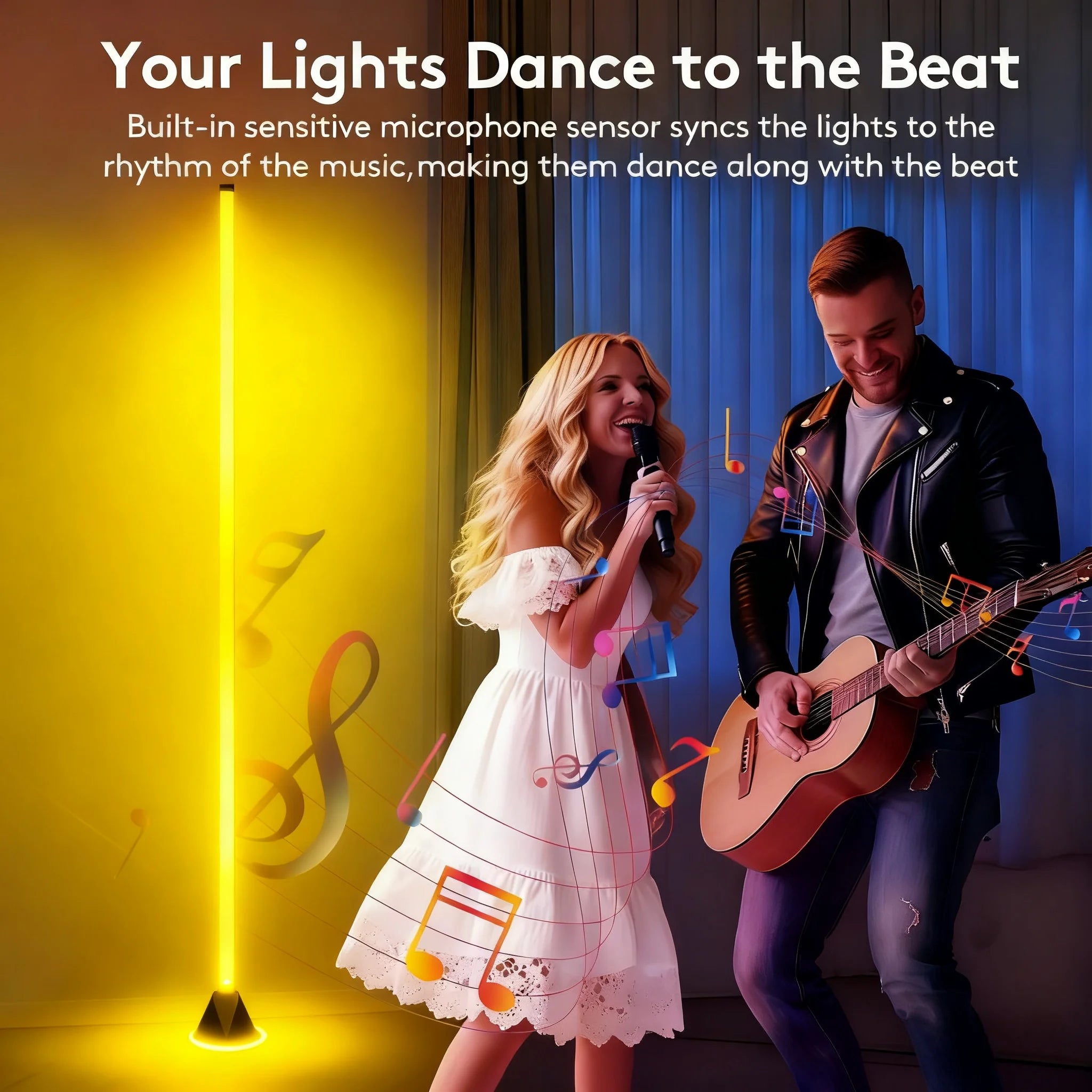 2-Pack RGBIC Corner Floor Lamp – Smart APP & Music Sync Standing Lights for Bedroom