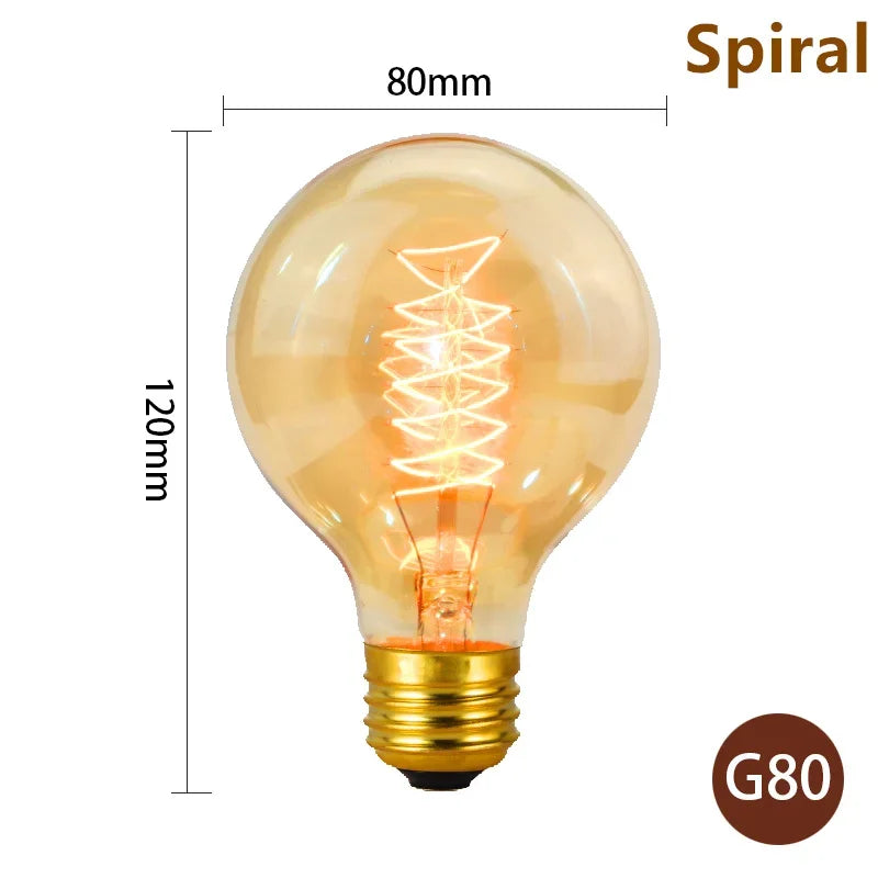 1–4PCS Vintage Edison Bulb E27 220V 40W ST64/G80/G95 Retro Filament Lamp