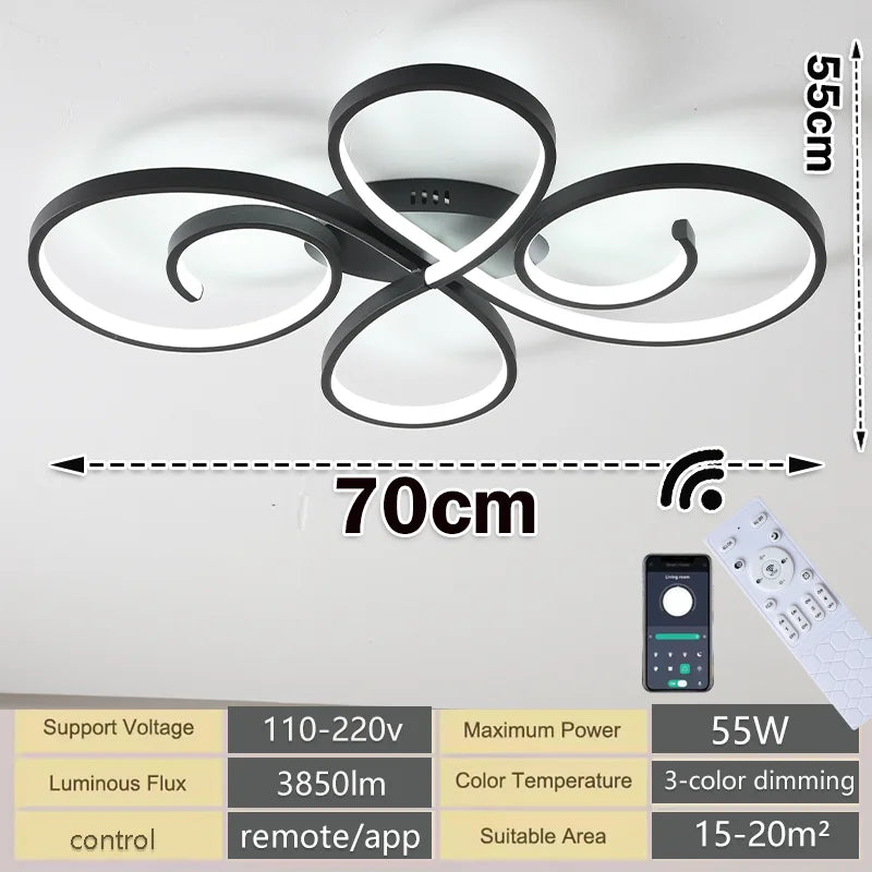Remote Dimmable LED Ceiling Light 110–220V (3-Color Modern Lamp for Living & Bedroom)