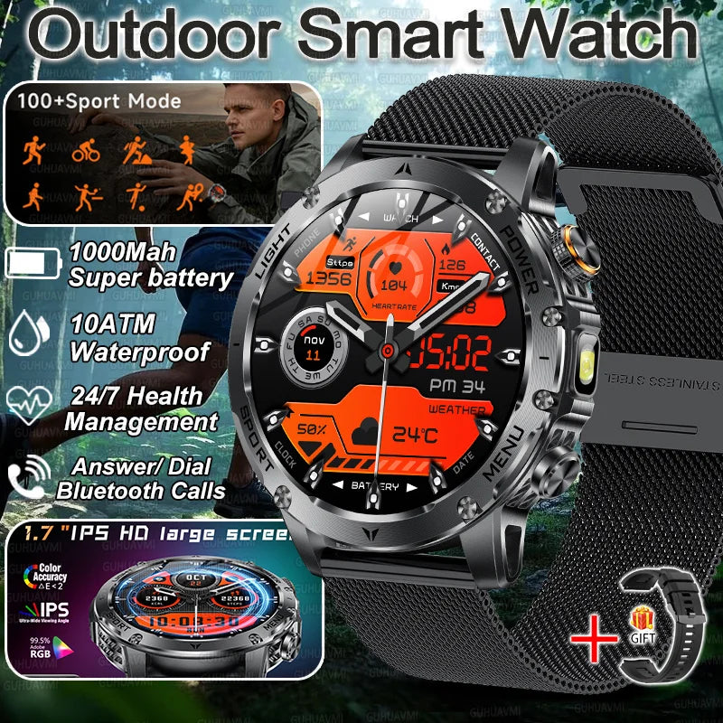 2026 Military Smart Watch: High-Capacity Battery Rugged Fitness Tracker