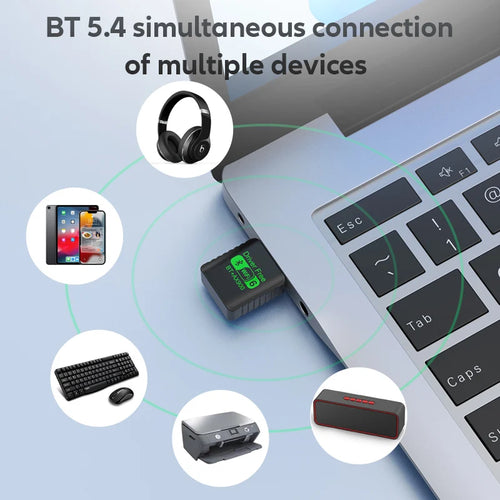2-in-1 WiFi 6 & Bluetooth 5.4 Adapter: Dual-band wireless connectivity for PCs and laptops