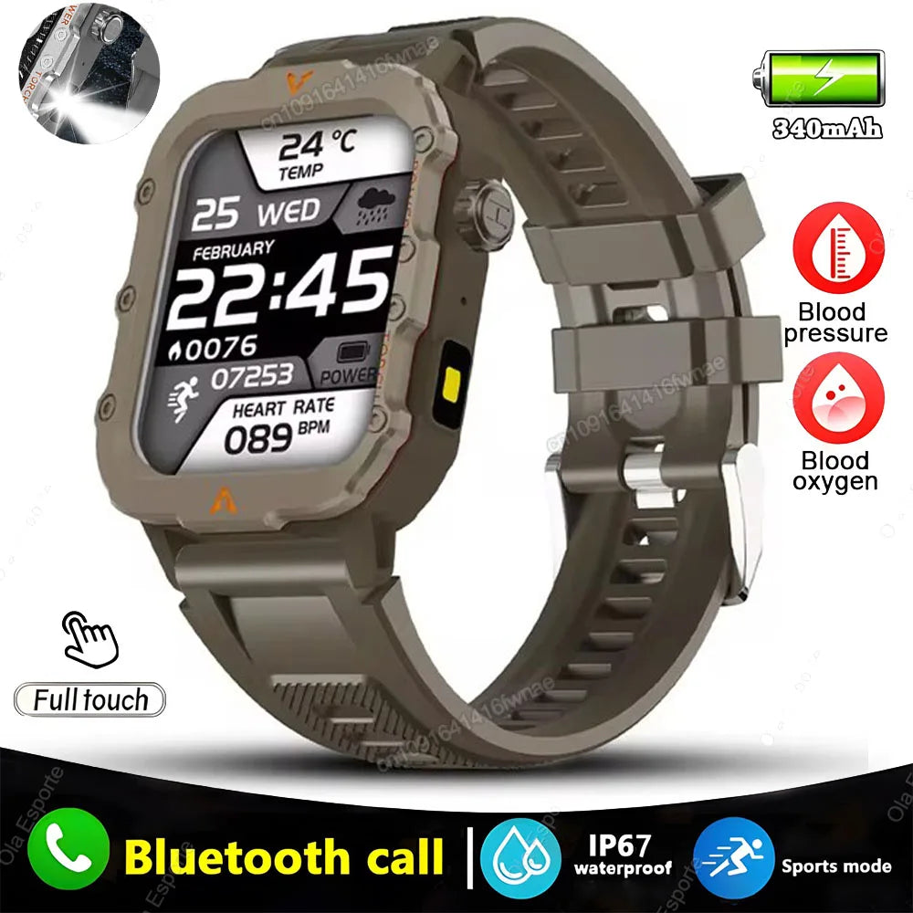 2025 Rugged Military Smartwatch: Outdoor-grade, waterproof, and Bluetooth-enabled