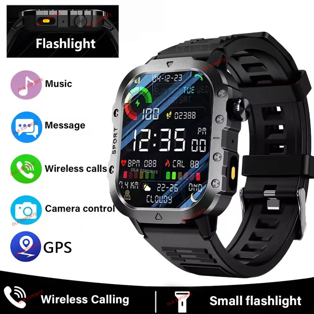 2025 Rugged Military Smartwatch: Outdoor-grade, waterproof, and Bluetooth-enabled