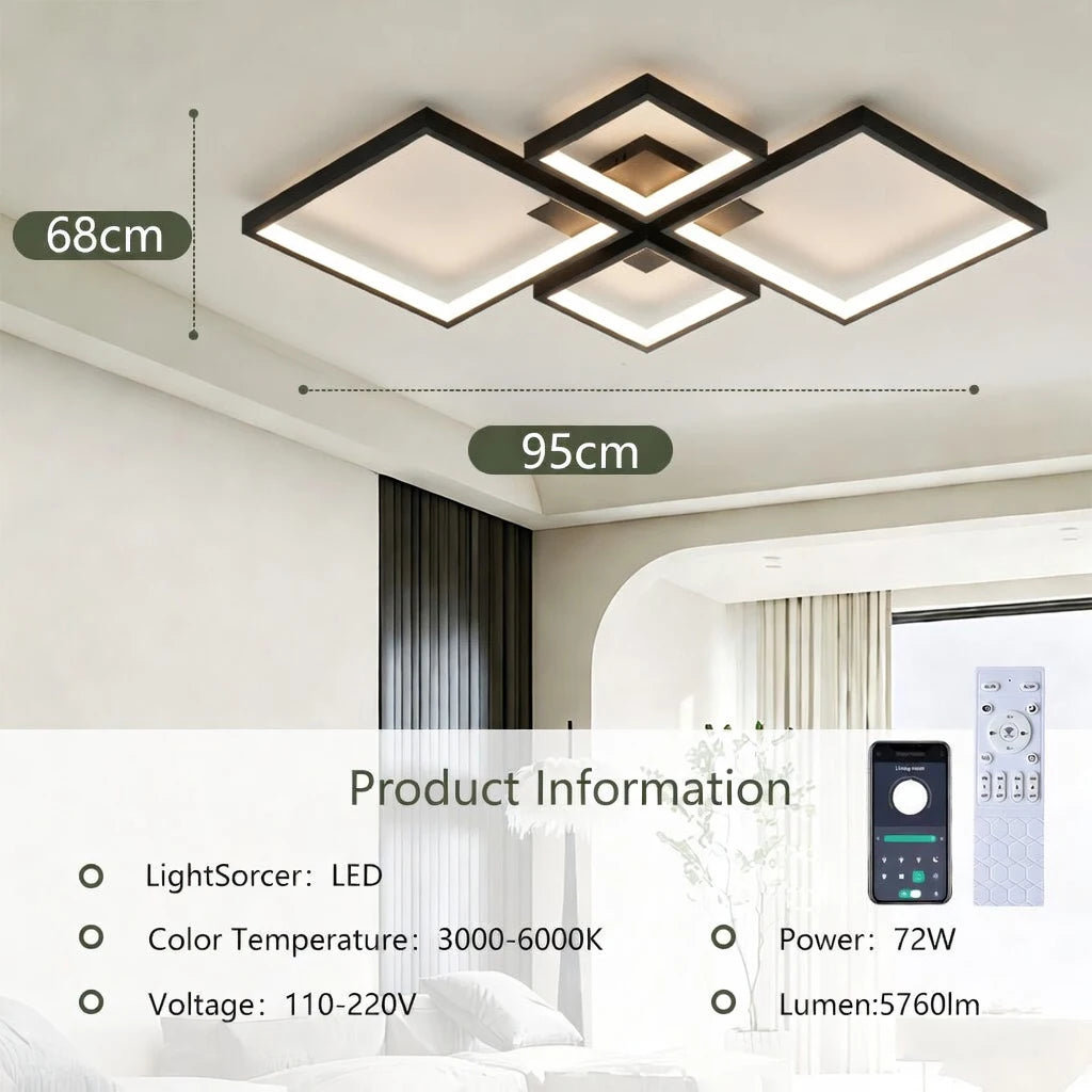Remote Dimmable LED Ceiling Light 110–220V (3-Color Modern Lamp for Living & Bedroom)