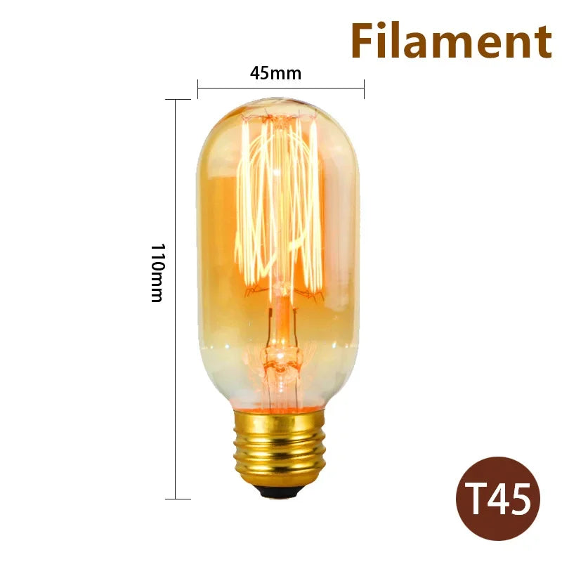 1–4PCS Vintage Edison Bulb E27 220V 40W ST64/G80/G95 Retro Filament Lamp