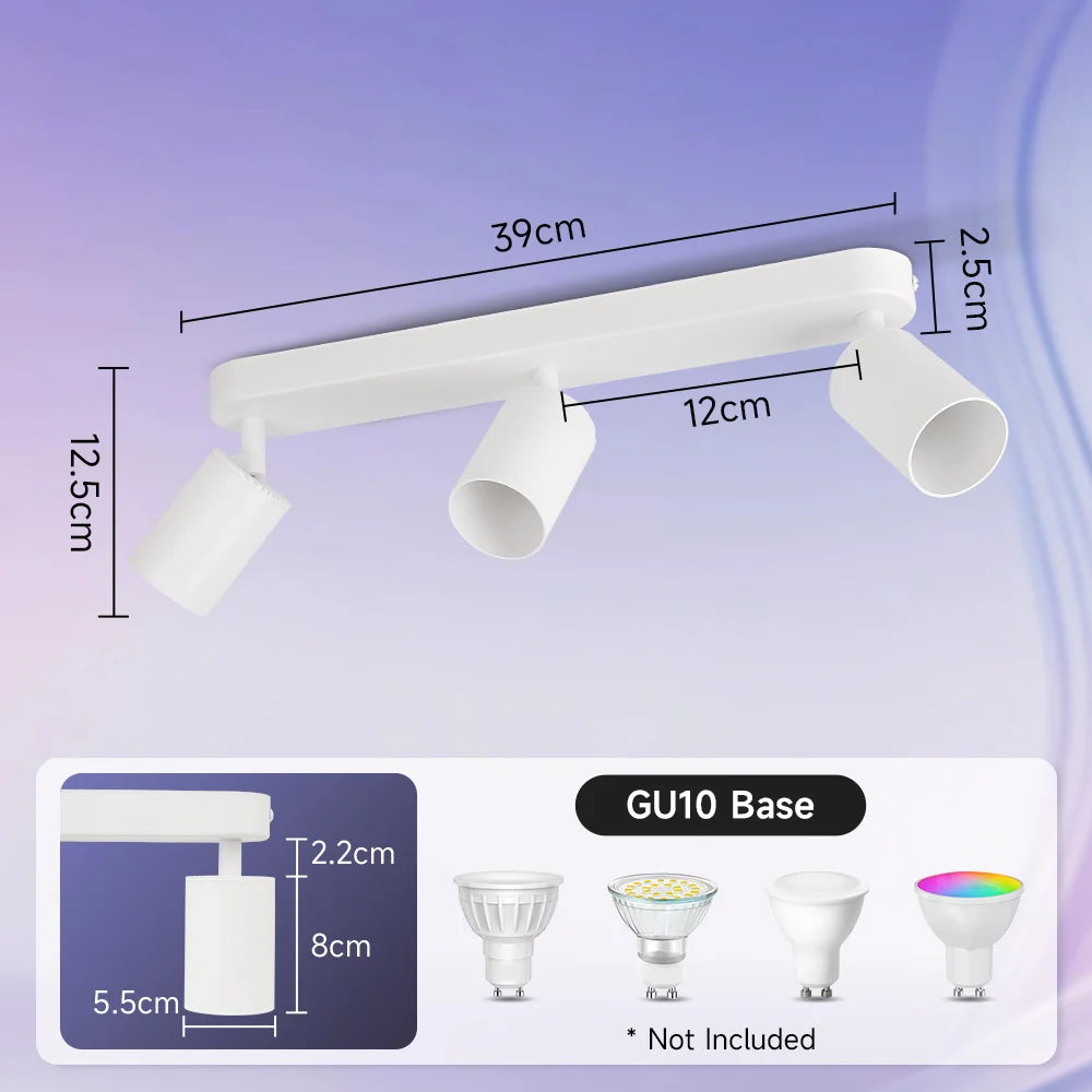 Rotating Ceiling Spotlight GU10 White Ceiling Lamp Room Decoration Lights Led Lustre Chandelier for Living Room Kitchen Corridor