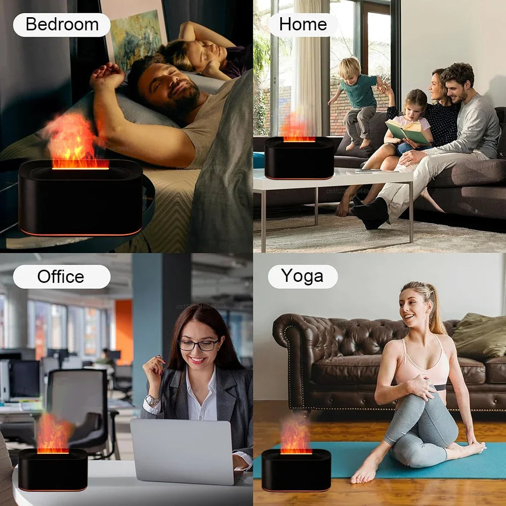 Colorful Flames Air Humidifier Essential Oils Humidifiers Flame Aroma Humidifier Mini Aroma Diffuser Aromatherapy USB Sprayer