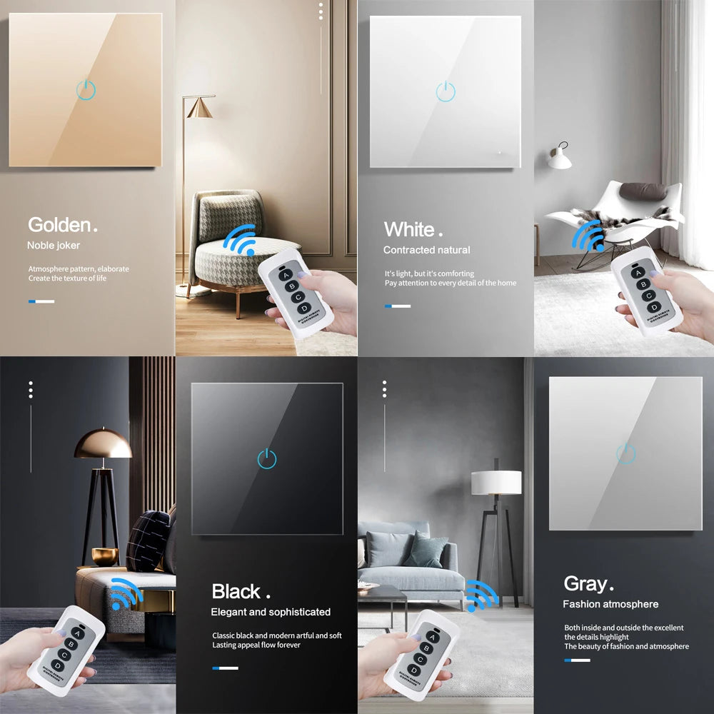 Remote Control Wall Switch Wireless 220V EU Standard 1/2/3 Gang Light Touch Switches Controller Glass Pane Wifi Smart Home RF433