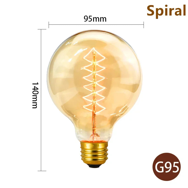 1–4PCS Vintage Edison Bulb E27 220V 40W ST64/G80/G95 Retro Filament Lamp