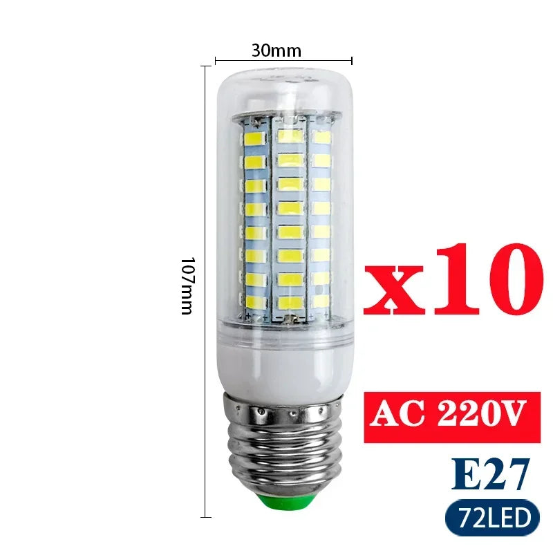10PCS E27/E14 LED Corn Bulbs 220V – High Brightness SMD 5730 Home Lighting Lamps
