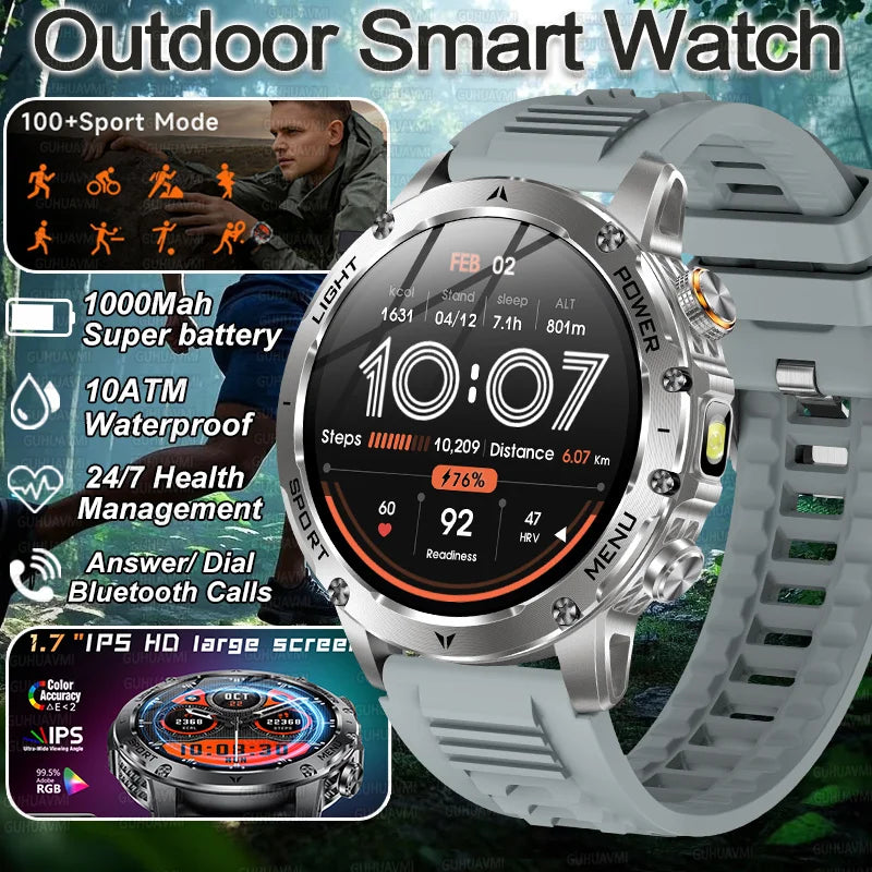 2026 Military Smart Watch: High-Capacity Battery Rugged Fitness Tracker