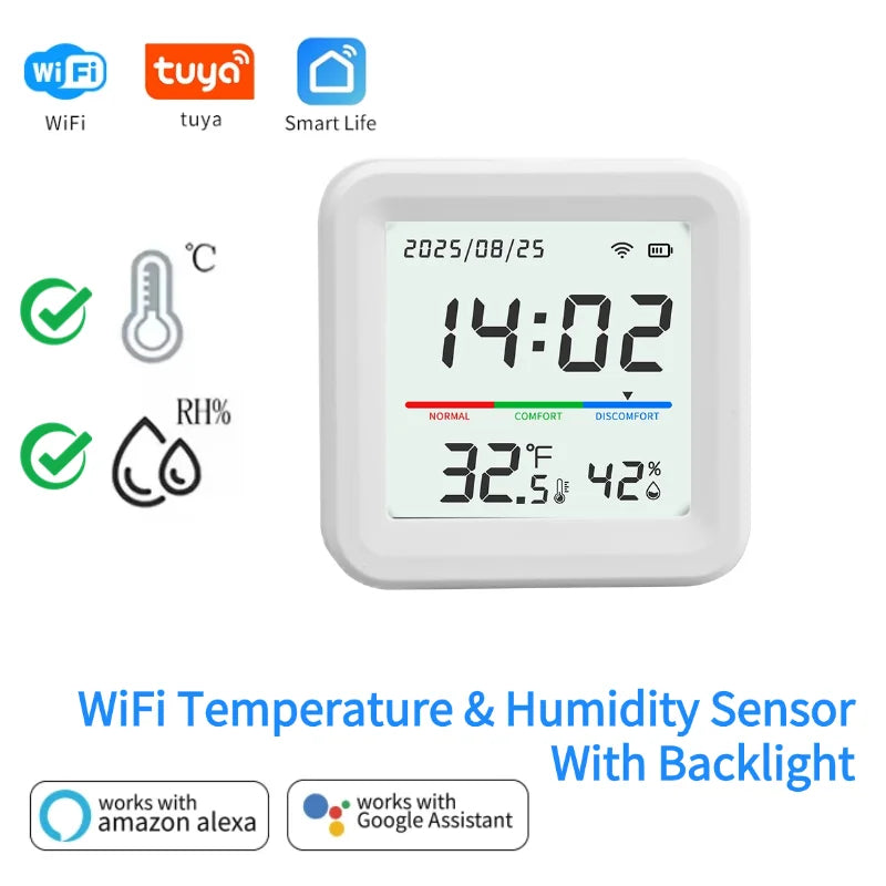 Tuya Smart Temperature And Humidity Sensor 2.4G WiFi APP Monitor For Smart Home Smart Life Works With Alexa Google Assistant