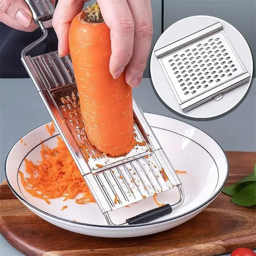 4-in-1 Stainless Steel Multi-Purpose Vegetable Slicer and Grater Set.